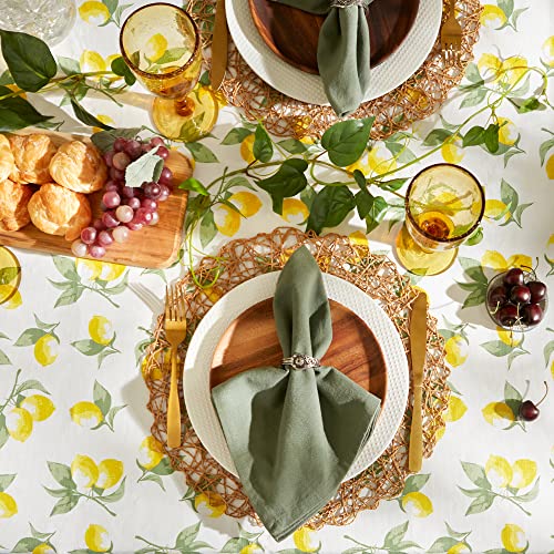 Dii Summer Lemon Vinyl Tabletop Collection Flannel Backed Tablecloth, Indoor/Outdoor, Rectangle, 60X102 #TOP4