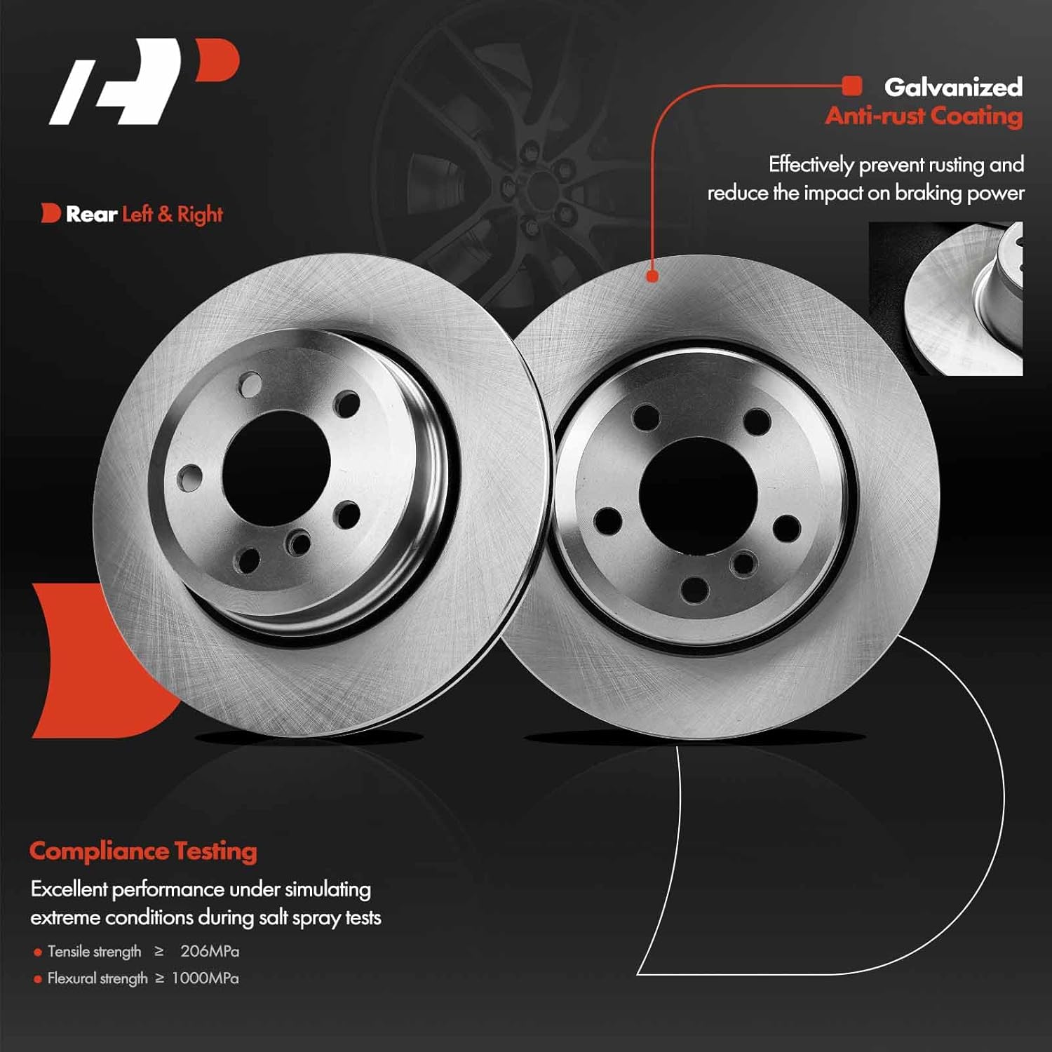 A-Premium 12.60 inch (320mm) Rear Vented Disc Brake Rotors Compatible with Select BMW Models - X3 2004 2005 2006 2007 2008 2009 2010, E83/F25 Series, 2-PC Set