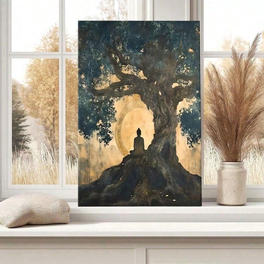 Toile Arbre de Bouddha Bodhi idéale pour créer un coin méditation zen dans le salon