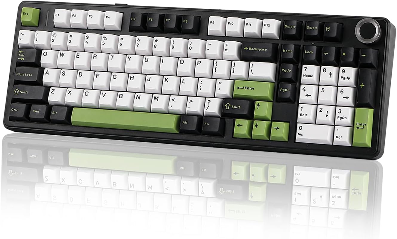 X AULA F99 PRO Wireless Gaming Keyboard, Hot Swappable, 2.4GHz/Type-C/BT5.0 Custom Mechanical Keyboard with 8000mAh Battery, RGB Backlit (Black&White&Green)