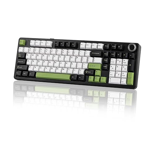 EPOMAKER X Aula F99 PRO Wireless Gaming Keyboard with 8000mAh Battery, Hot Swappable Creamy Keyboard, 2.4GHz/Type-C/BT5.0, NKRO, RGB Backlit for Win/Mac/Gaming (Black&White&Green) - Black&White&Green