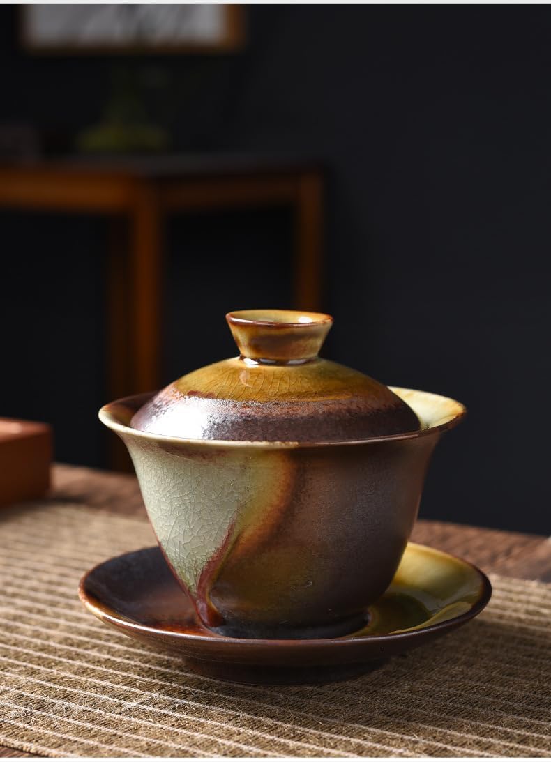 Elegant Gaiwan Tea Cup with Lid Chinese Traditional Tea Brewing Set-style1