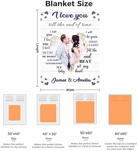 Miniatura 7 de Manta de forro polar personalizada con foto manta suave personalizada con texto en inglés I Love You para esposa marido regalo del día de San