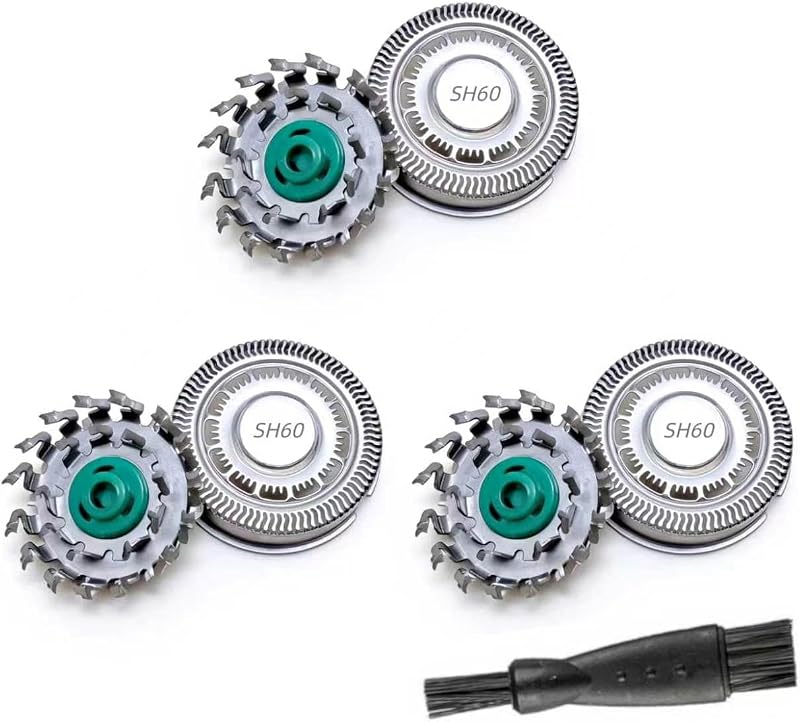 Cabeças de reposição SH60 para barbeadores Philips Norelco Série 6000, pacote com 3