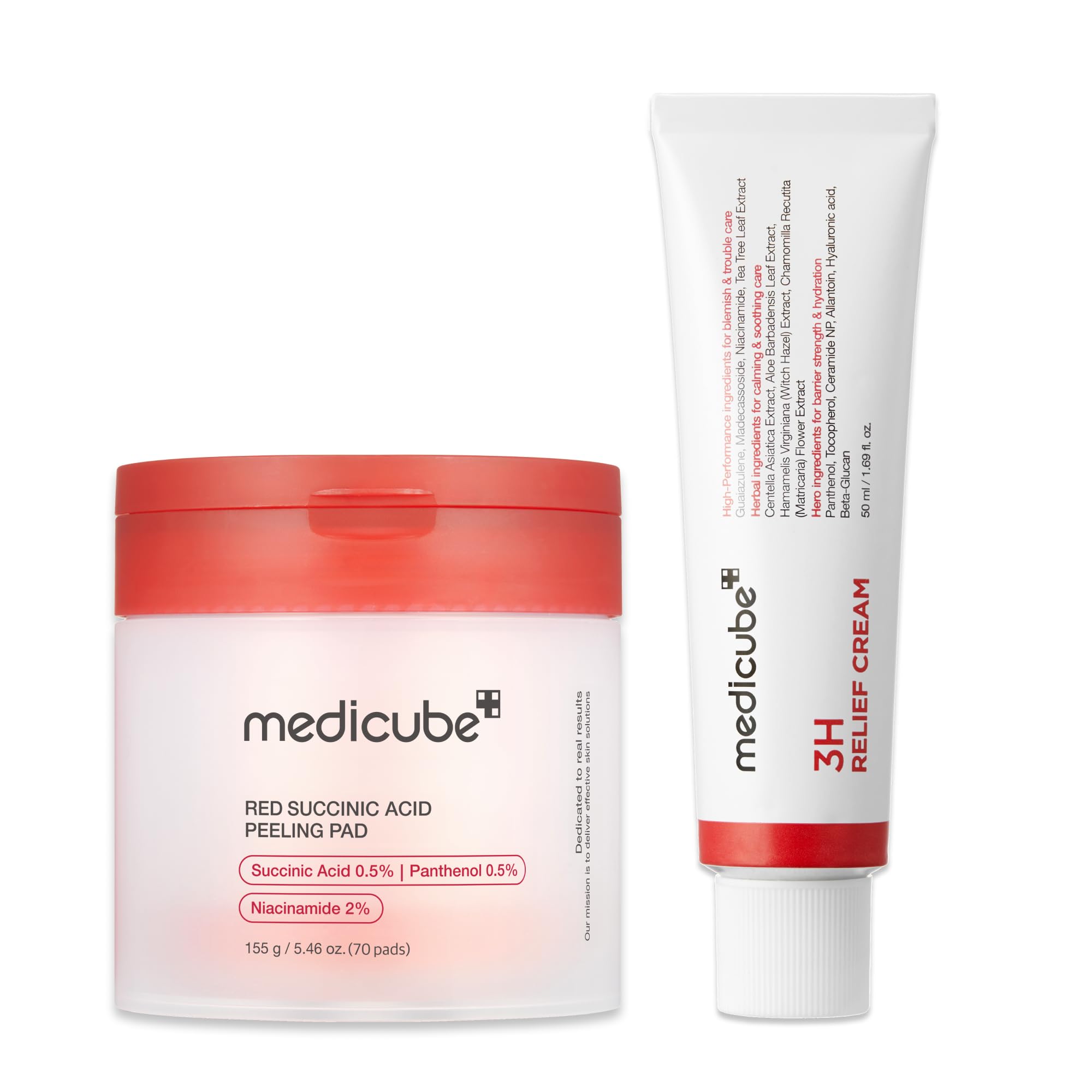medicube Clarifying Pad & Soothing Cream Duo - Succinic Acid Pad & 3H Cream | Red Succini…