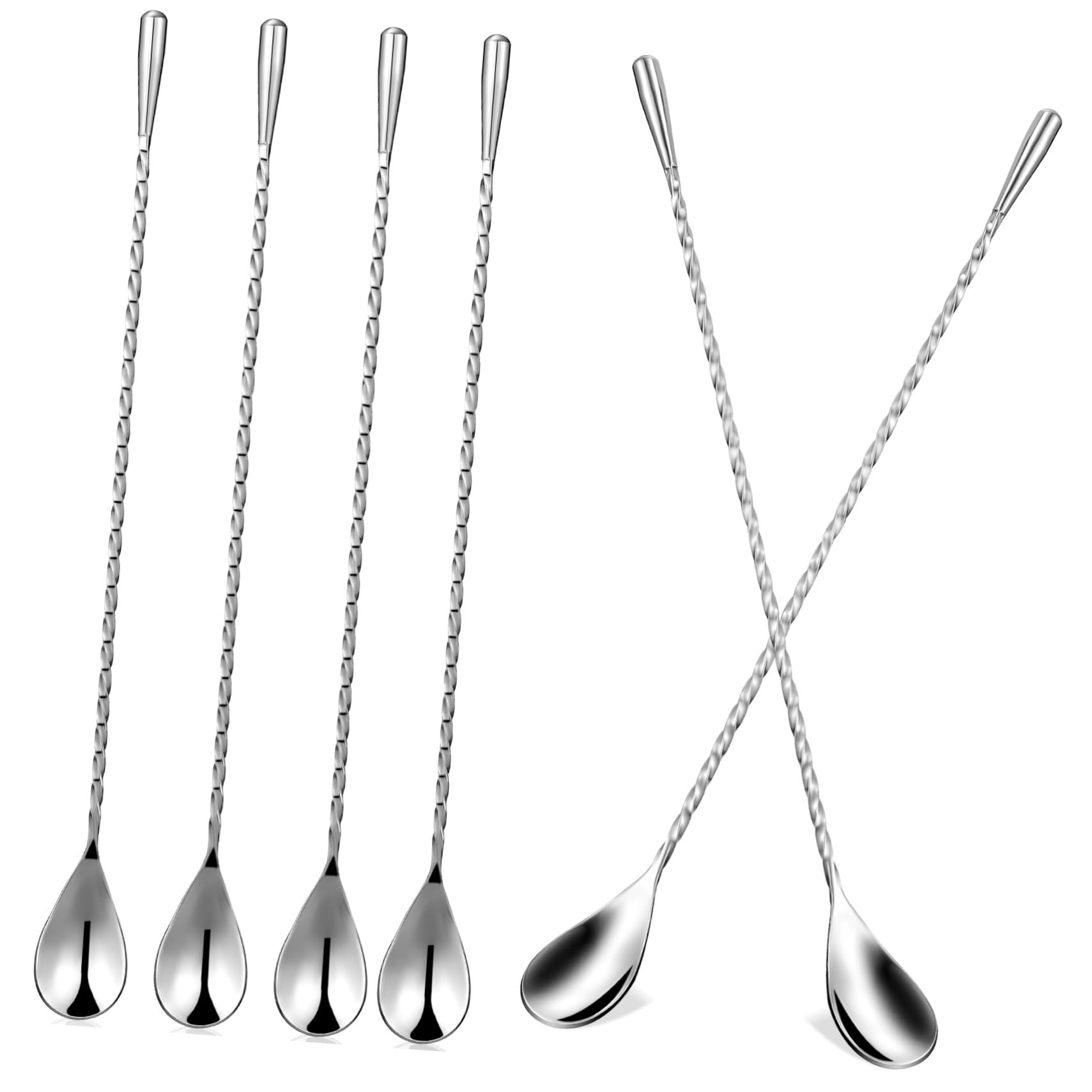 Cuillères à cocktail à long manche de 6 pièces pour savourer vos cafés et desserts