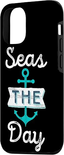 Miniatura 2 de iPhone 1212 Pro Divertido Crucero Diciendo Seas the Day  Caja de regalo de ancla náutica verde azulado