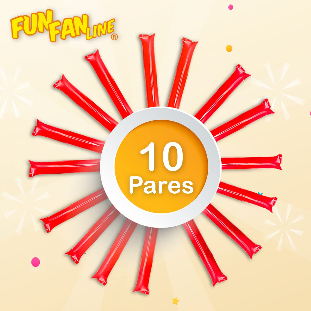 FUN FAN LINE - Pack 10 Reusable Inflatable Clapping Sticks, Red, 10 Paar - Image 4