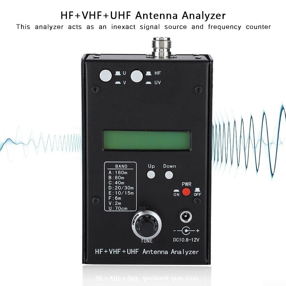 AW07A Analyseur d'antenne Testeur, 160 m HF/VHF/UHF Impédance SWR Analyseur avec fonction compteur LC, noir