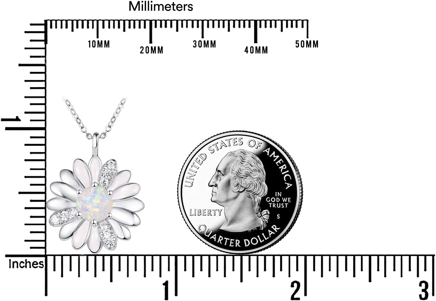 KINGWHYTE Daisy Necklace Gifts for Women 925 Sterling Silver Opal Daisy Pendant Spring Flower Necklace Jewelry Graduation Birthday Celebrate Congratulation Gift - Image 6