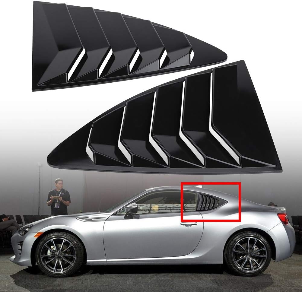 Qiilu Car Accessories - Window Louver Cover for 86/GT86/Scion FR-S/BMZ BRZ 2013-2018, Side Vent Grille Trim with Black Finish Fits Perfectly