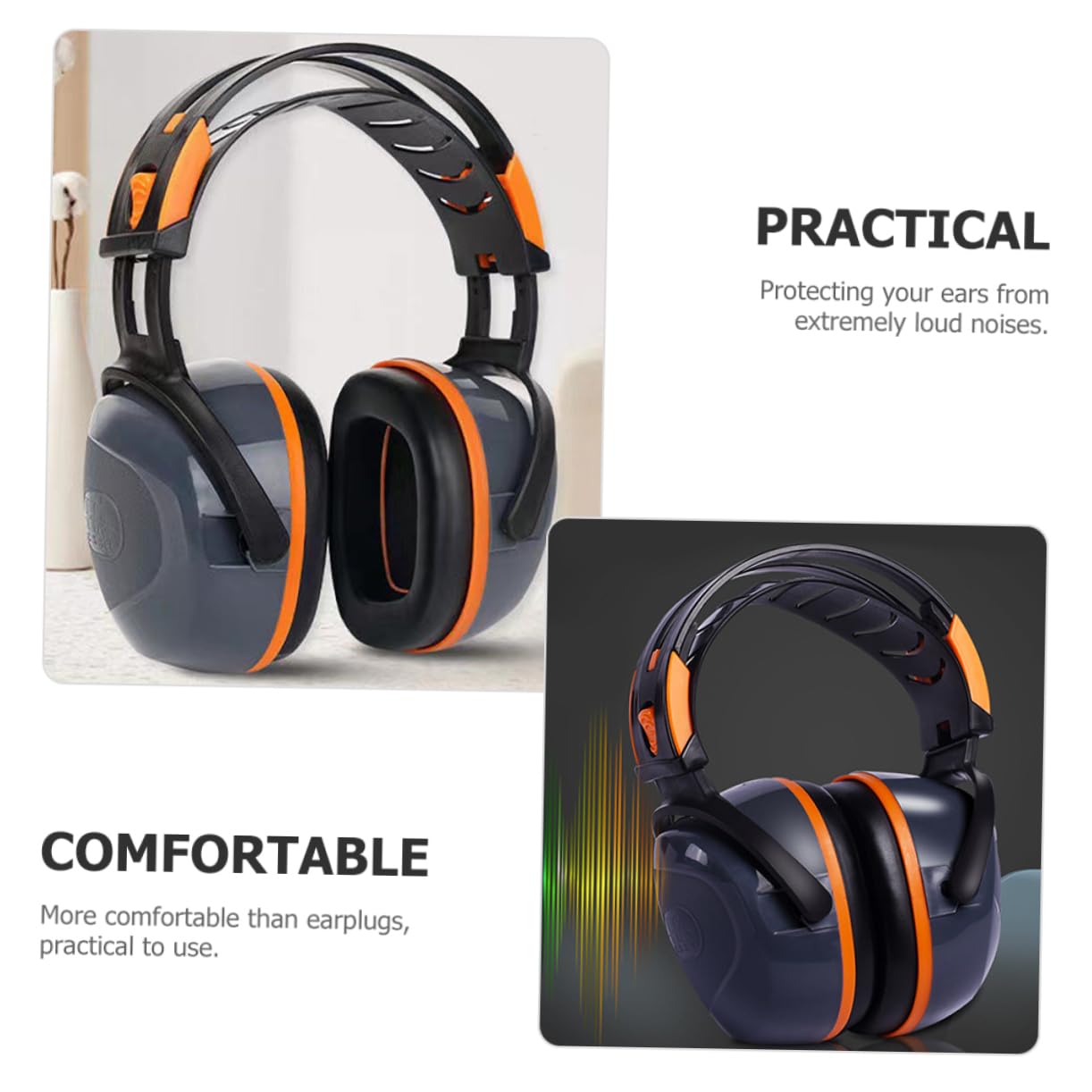 HOMSFOU 3piezas Auriculares De Aislamiento Acústico Ajustables Para Protección Auditiva Práctica De Batería Earmuffs De Reducción De Ruido Para Trabajo Construcción y Eventos