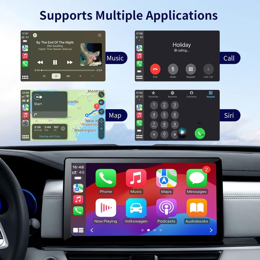 Wireless CarPlay Adapter for Apple iPhone, Android Auto Wireless Adapter for Samsung Galaxy/Motorola, 2025 Upgrade Plug & Play Fast Connection Car Play Smart Adapter (Clear)