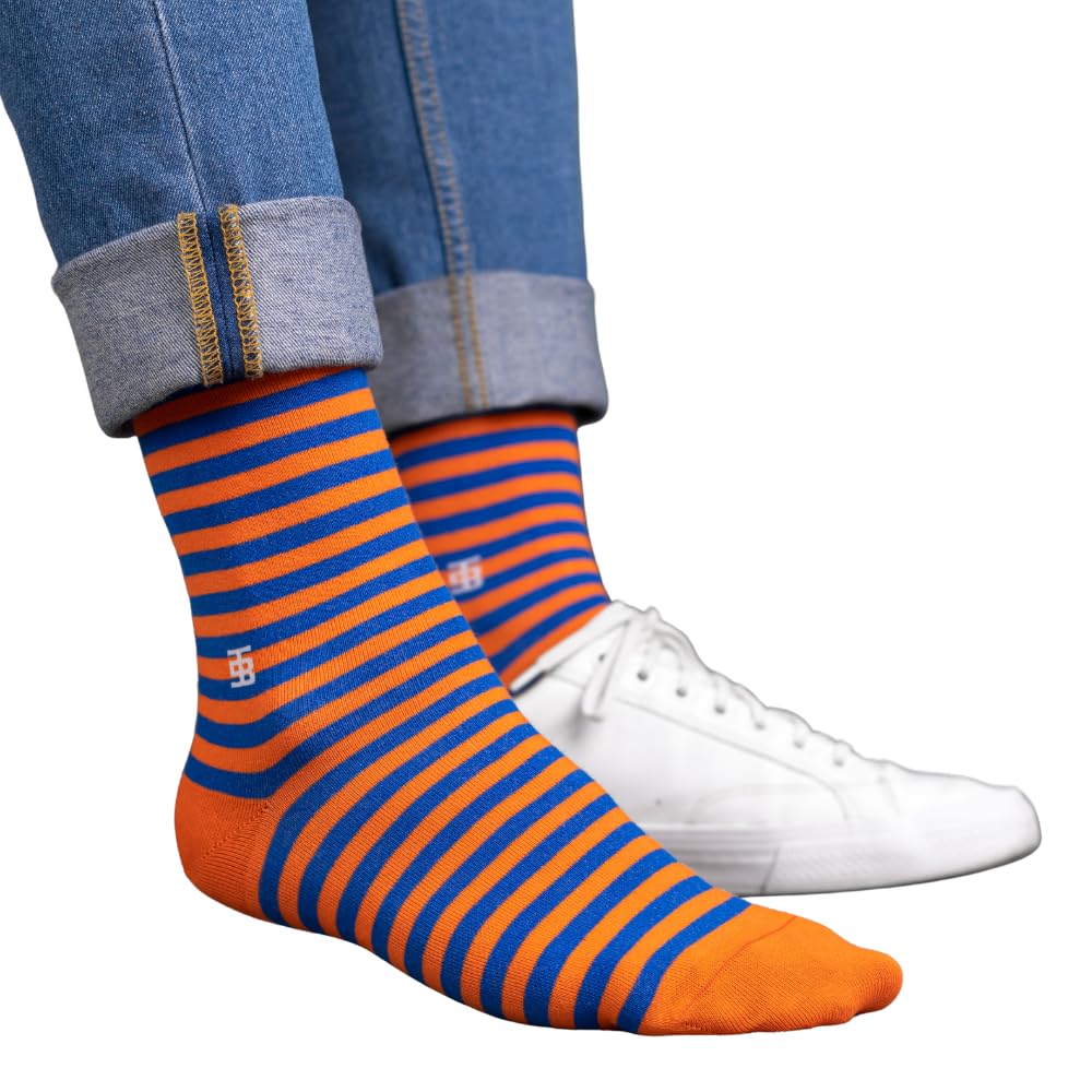 SockSohoSunrise Edition | Orange and Blue Stripe | Crew Length Socks | UK 7-11
