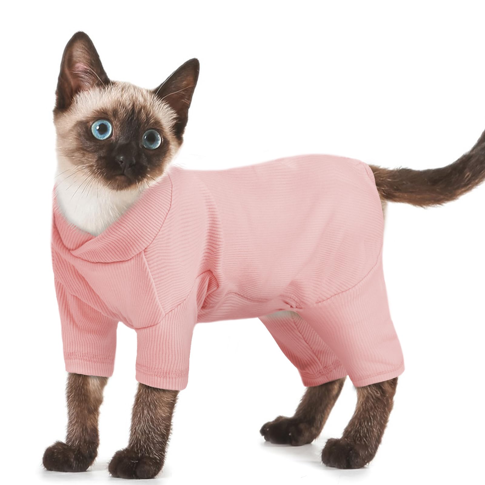 Medium Cat Pyjamas, Sphynx Clothes Cat Recovery Suit Male for Pets With Sensitive Skin(Pink, M)