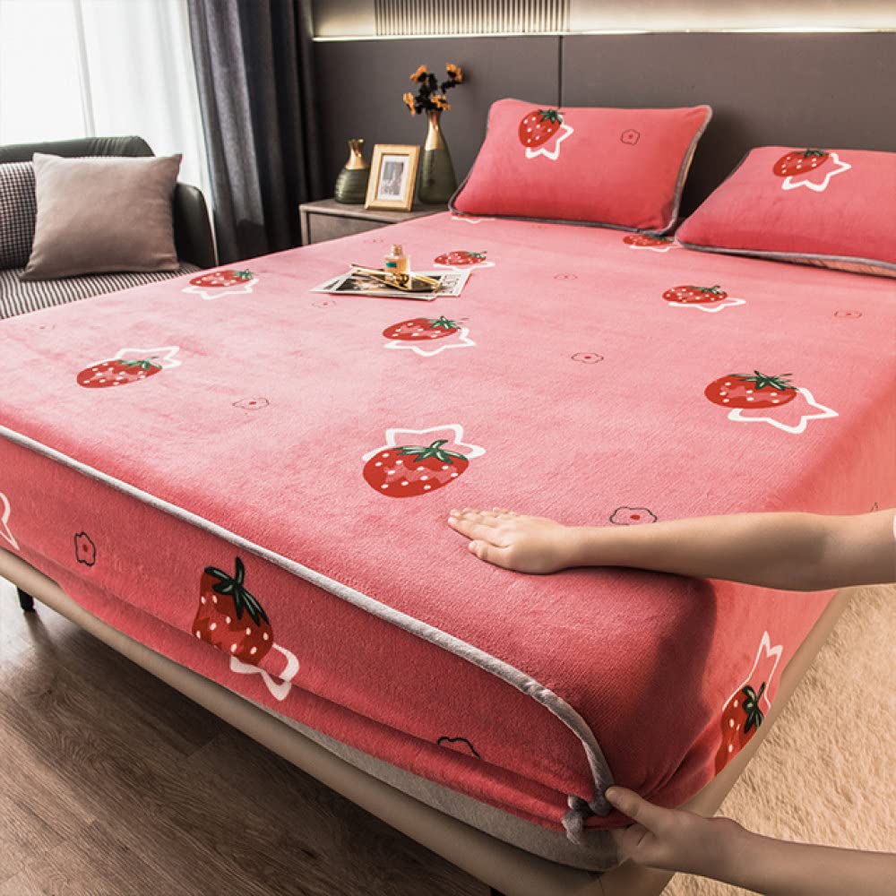 Drap-Housse en Peluche 180x200 Couvre-Matelas Épais Élastique Gris