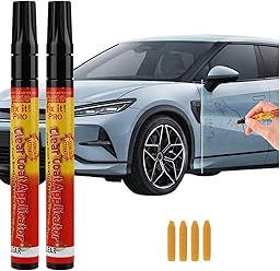 JagFond 2 Pièce Stylo Efface Rayure Voiture, Stylo Retouche Peinture Carrosserie Universel pour Micro Rayures et Eraflures, Stylo Anti Rayure Voiture Transparent avec Activation UV, Polish Voiture