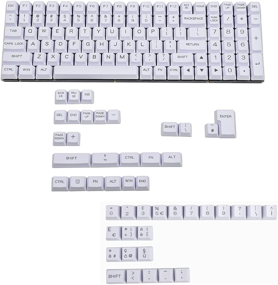 YMDK Doppio colpo 104 tinto PBT Shine Through Keyset OEM Profile Keycap Set per Cherry MX Switch Tastiera Meccanica 104 87 61, Rainbow (solo Keycap