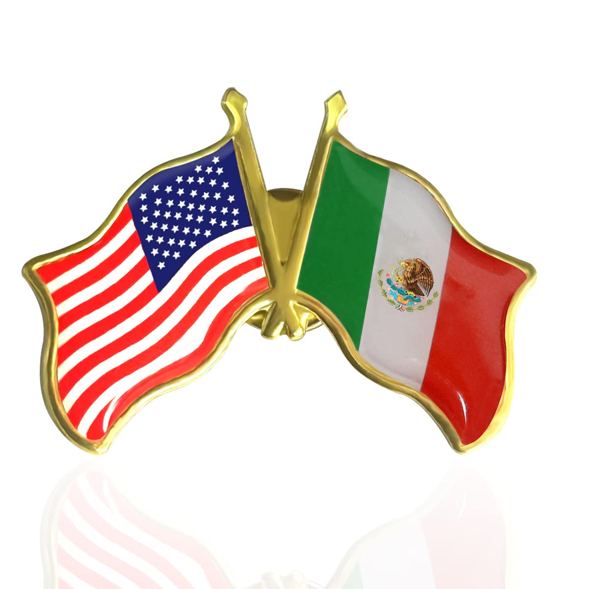 rhungift2/12/48/100Pcs-Metal American Mexico Friendship Flag Pins Lapel Waving US USA MX Pins Bulk United States Mexican Patriotic Pins Souvenir Pins