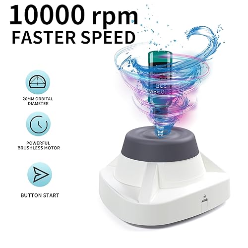 Miniatura 6 de Mini mezclador Vortex 10000 RPM, mezclador de vórtice de laboratorio portátil compacto con base antideslizante, operación de un solo toque,