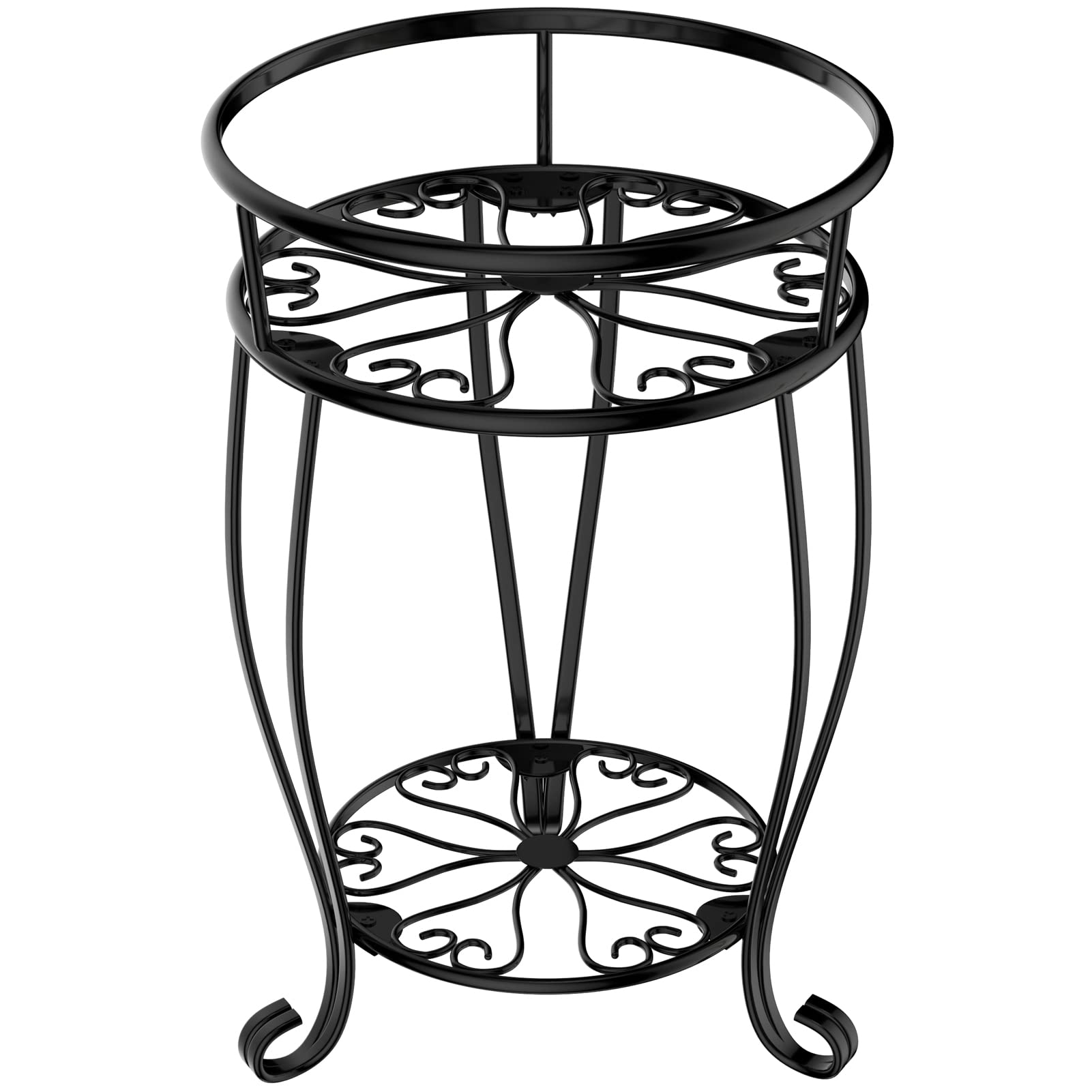 Veakoo Metal Plant Stand Indoor Outdoor,2 Tier Tall Flower Pot Shelf Planter Holder Pedestal Round Sheves Rustproof Wrought Iron Heavy Duty Rack for Corner Garden, Black, 19.37 inch (B09VJV83ND) Amazon Price History, Amazon Price Tracker