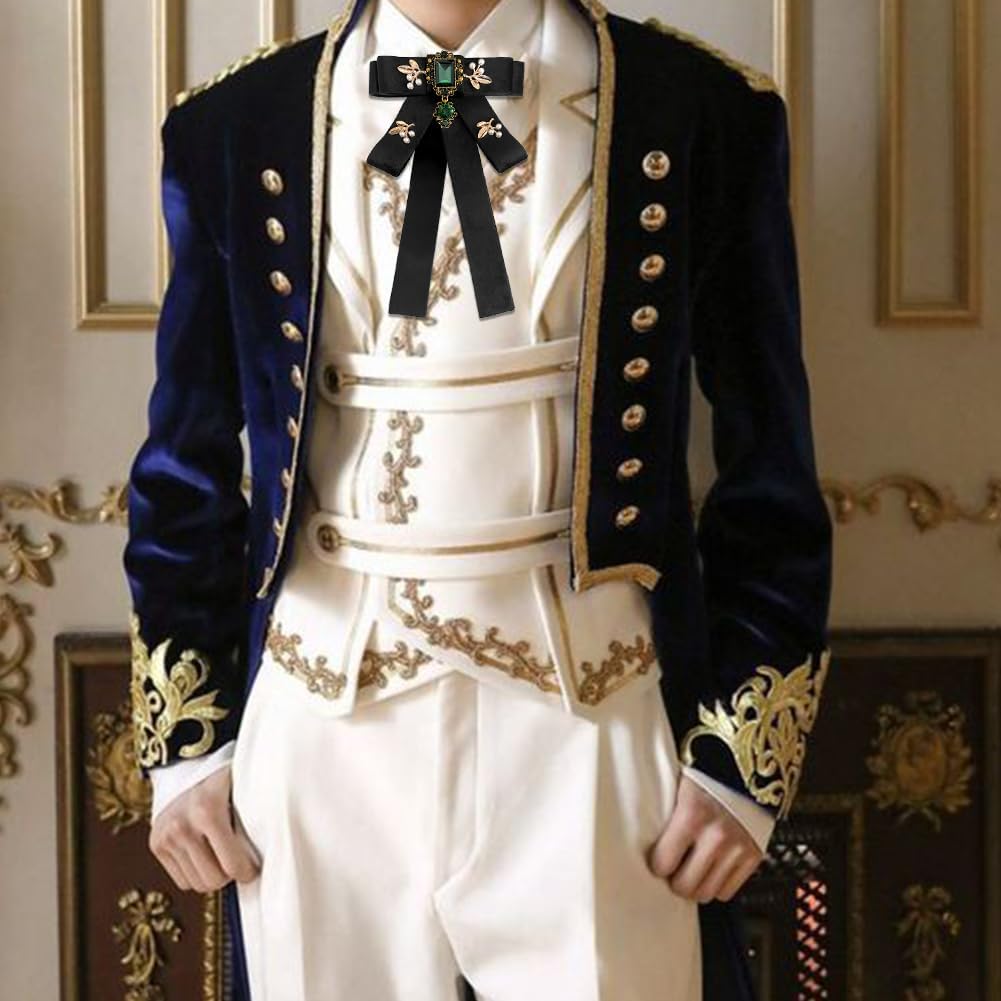 Versailles series Baroque Retro Velvet Ribbon Bow Tie Brooch Necktie for Women Men Pre-Tied Big Bowknot Brooch Pin