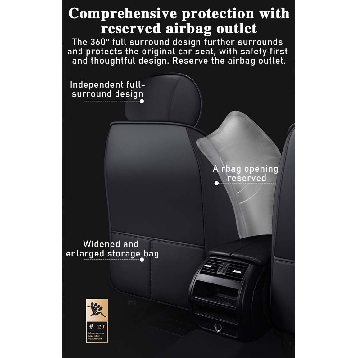 Respaldo Cubierta Cojín Cubre Silla Protector Coche Funda Asiento Cuero Ventilación Antideslizante para VW Passet, Jetta, Jetta GLI, Jetta, Hybric (Color : Black White-1 Item-Standard)