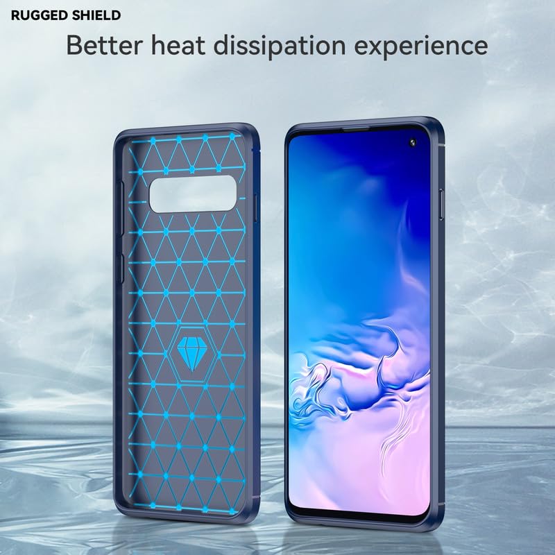 Image of Hybrid Carbon Fiber Back Case for Samsung Galaxy S10 (Blue)