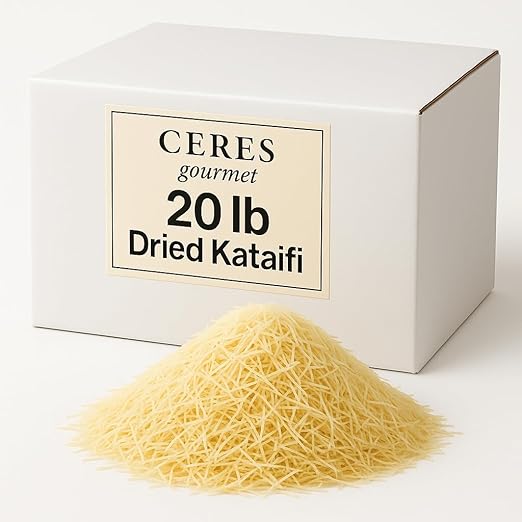 Kataifi Shredded Fillo Dough – Raw, Dried Phyllo Pastry for Knafeh, Kadayif, Kunafa, and Dubai Pistachio Chocolate Bars | Chopped Kataifi Dough, 20 lb