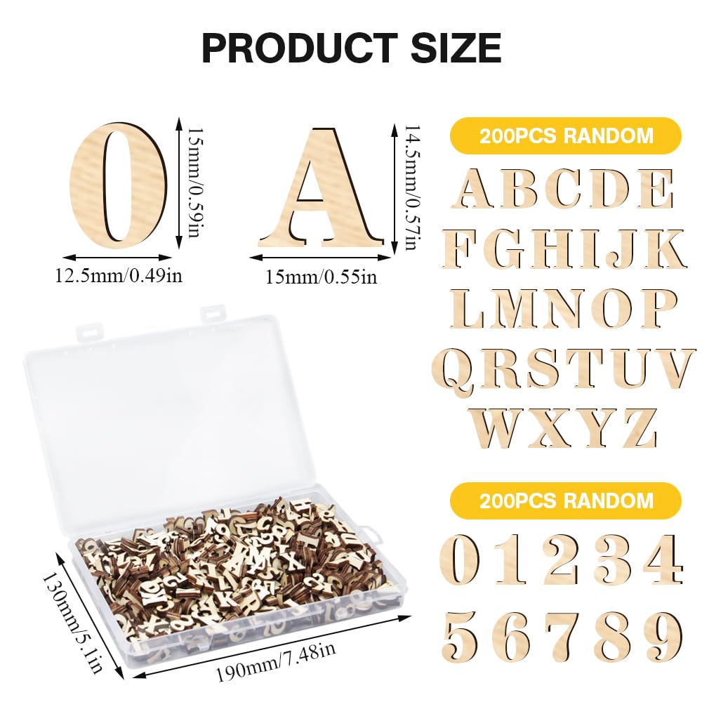 Lettres Et Chiffres En Bois - 400 Pièces - 15mm - Non Peints - Pour Scrabble, Déco, Apprentissage Enfants