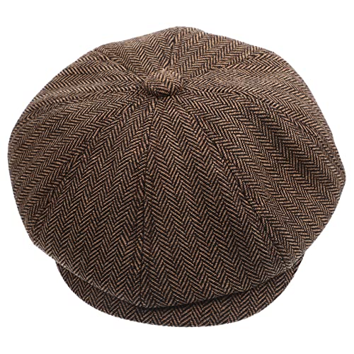 GAROZATION Stylish Octagonal Hat for Women Warm Twill Patterned Beret Cap for Autumn Fashion Comfortable Durable Material Versatile Accessory for Any Occasion Light Brown
