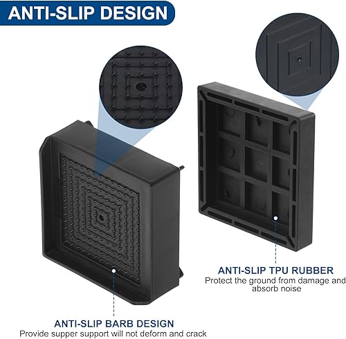 Miniatura 3 de uxcell Elevadores de muebles de 1.5 pulgadas, 4 piezas de elevadores cuadrados ajustables para sofá para extensor, para cama, escritorio, sofá,