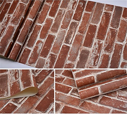 Akea Flat Faux Brick Stone Wallpaper Roll 3D Effect Blocks Vintage Home Decoration Multi Countryside Red #TOP2