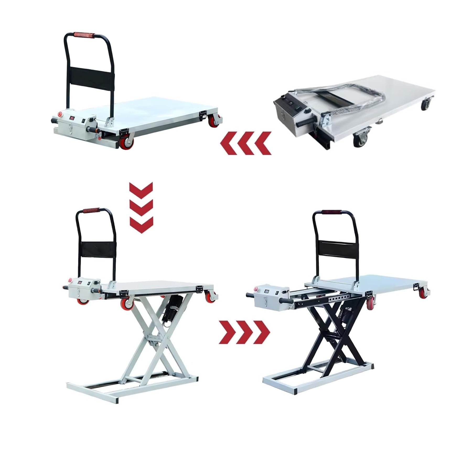 Piattaforma di sollevamento idraulica compatta, capacità 299,4 kg, altezza di sollevamento 80 cm, sollevatore elettrico a forbice per riparazione auto, officina garage