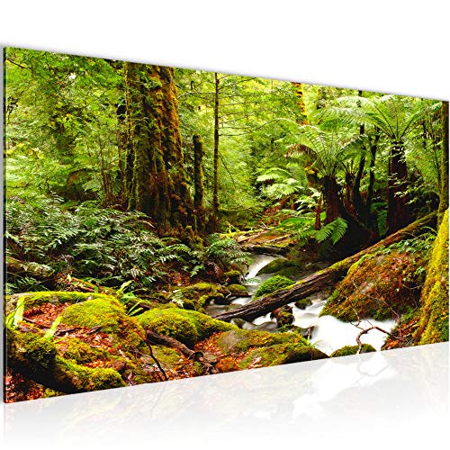 Runa Art Cuadro Decorativo Bosque paisaje 1 Parte Moderno Cuadro Lienzo no Tejido para Sala Río Verde 610912c