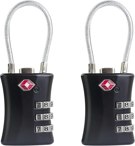 Candados TSA para equipaje, candado de combinación pequeña, cerraduras de equipaje aprobadas por la TSA, combinación de candado con cable, para