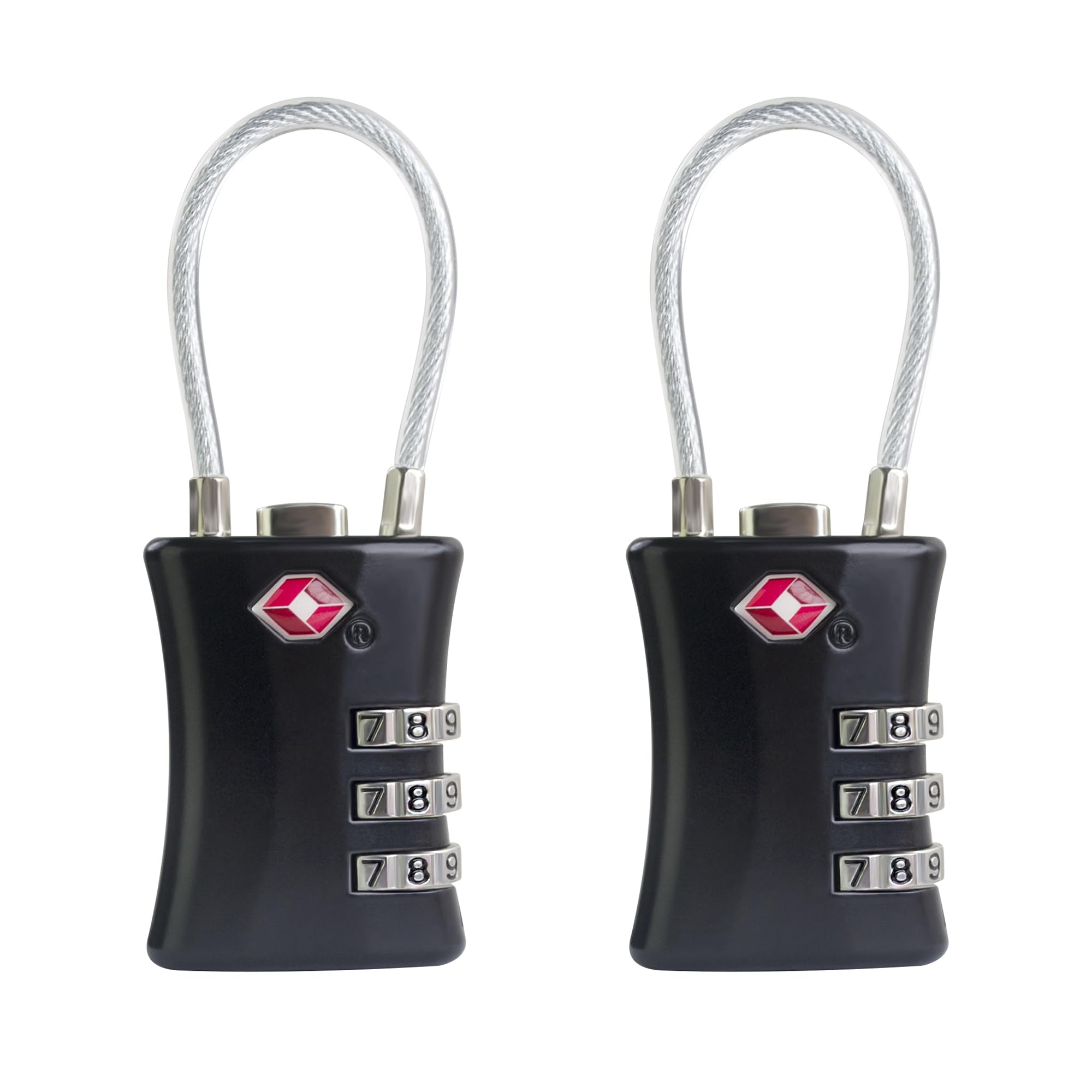 Up Security Black+Black Tsa Locks For Luggage, Small Combination Padlock, Luggage Locks Tsa Approved, Padlock Combination With Cable, For Suitcase, Gym Locker, Gun Case, Ammo Can, Backpack Zipper (Black+Black)
