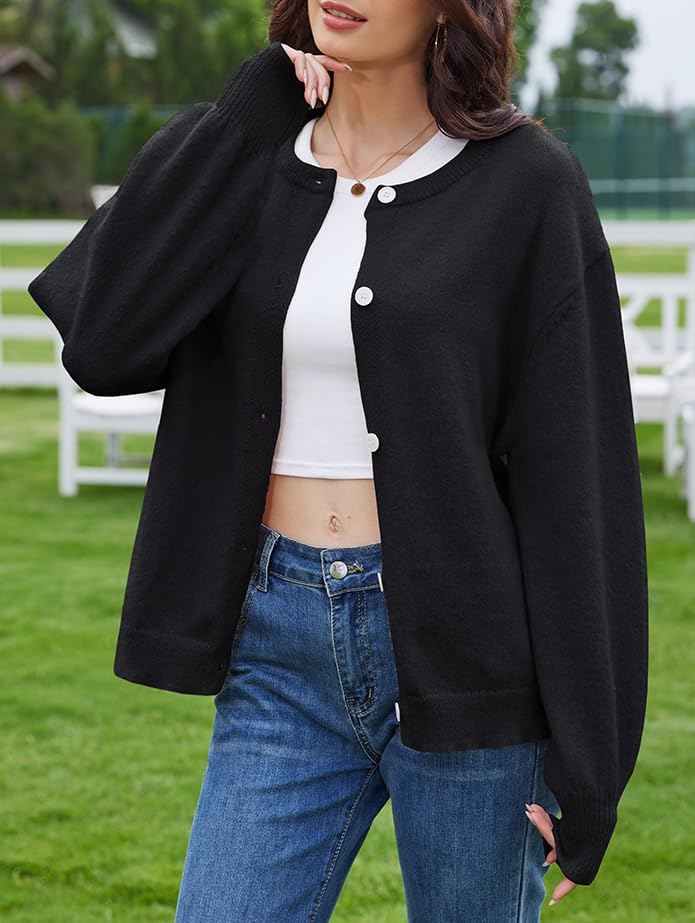 UNCLECAT Womens Button Up Cardigan Sweaters Casual Long Sleeve Open Front Top Knit Outwear Coats3