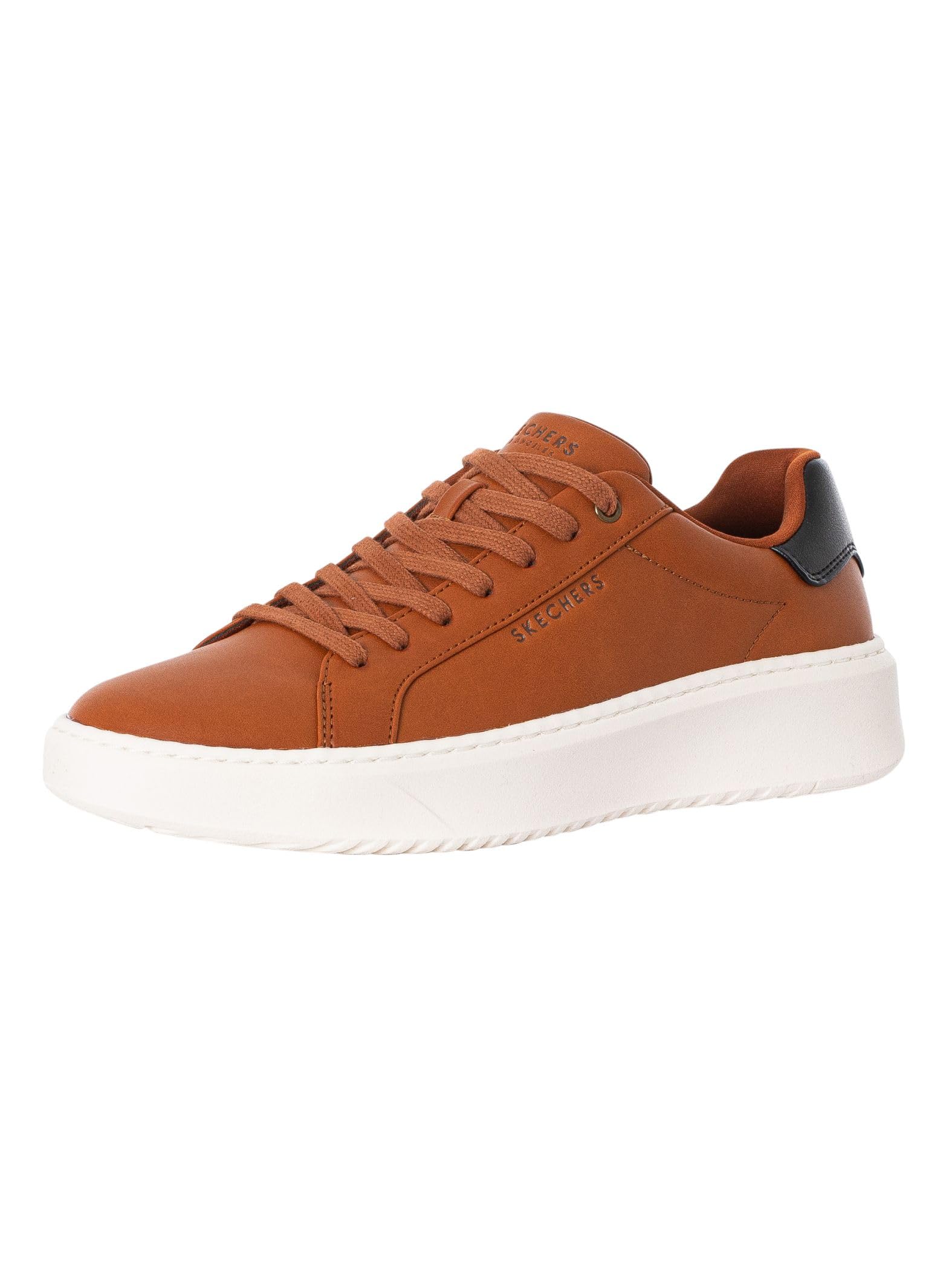 Skechers Men's Court Break Suit Sneaker Sneaker, Cognac Duraleather, 5.5 UK