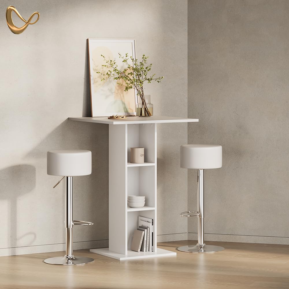 Livinity Tavolo da bar Regusa, Bianco, 75 x 75 cm