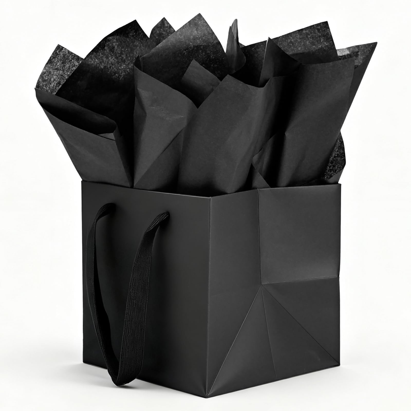 Huaprint Large Square Gift Wrapping Set – 2 Pack 25.4x25.4x25.4cm Black Gift Bags with Tissue Paper.Spacious, Luxe & Complete for Grand Presentations