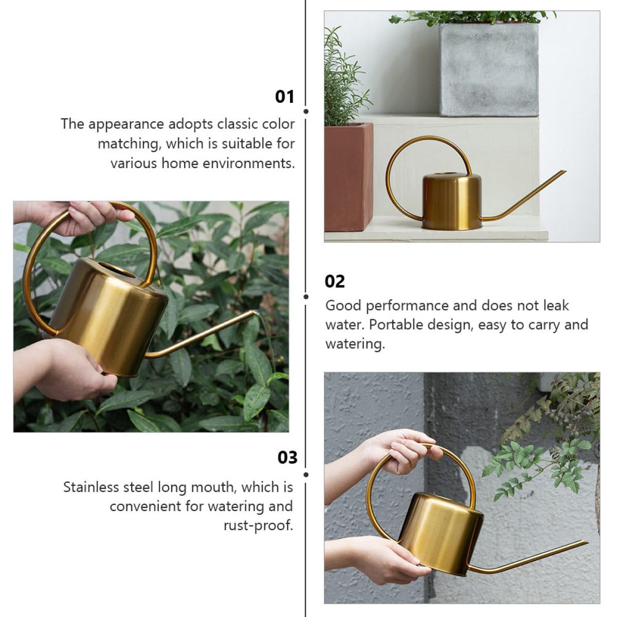 MAGICLULU Arrosoir Design Portable et Facile à Transporter Long Bec en Acier Inoxydable 1300ml Jardinage et Usage Domestique