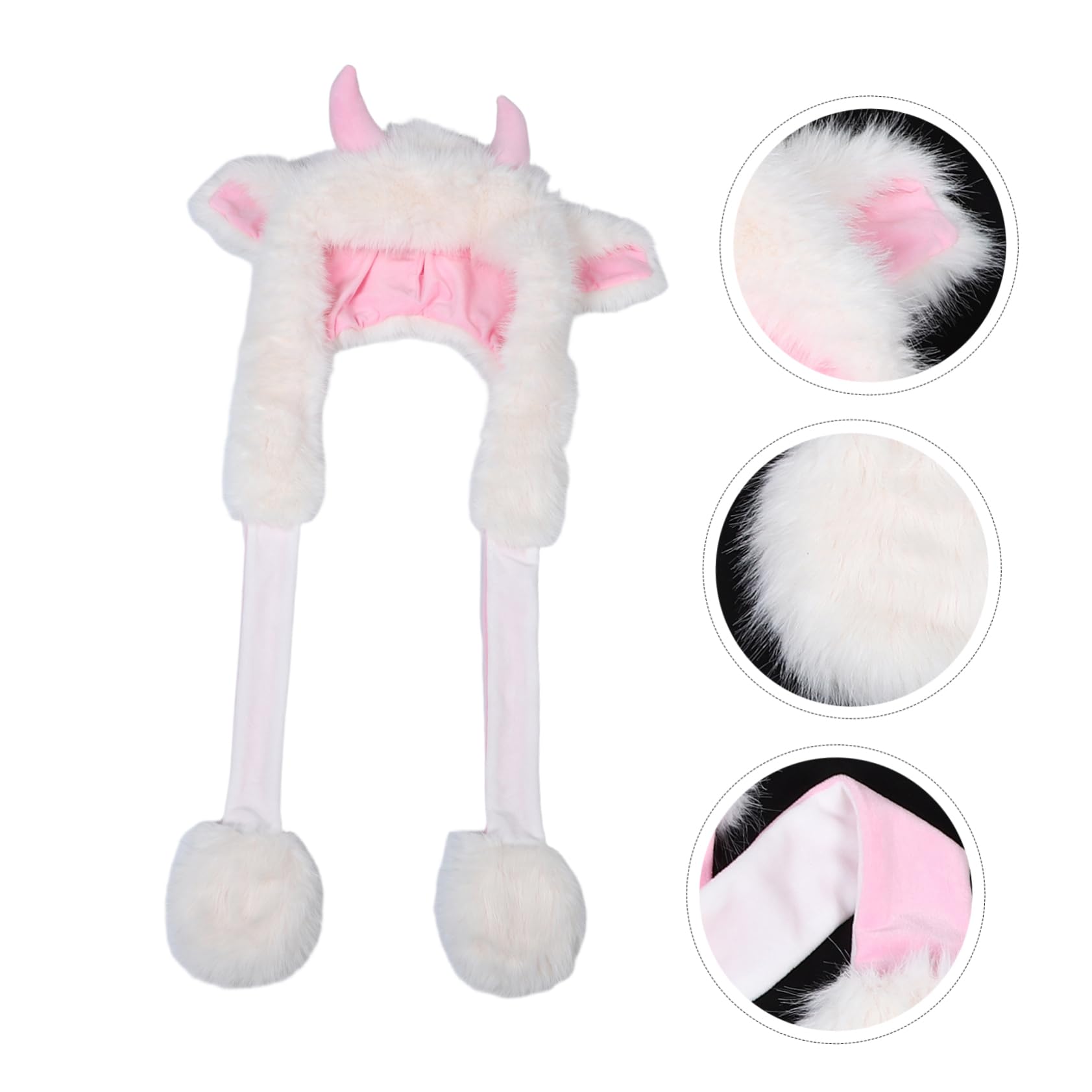 FOMIYES Sombrero de Cuerno Adorable Gorro de Peluche con Bufanda Protector de Orejas Gorro de Animal para Niñas y Adolescentes
