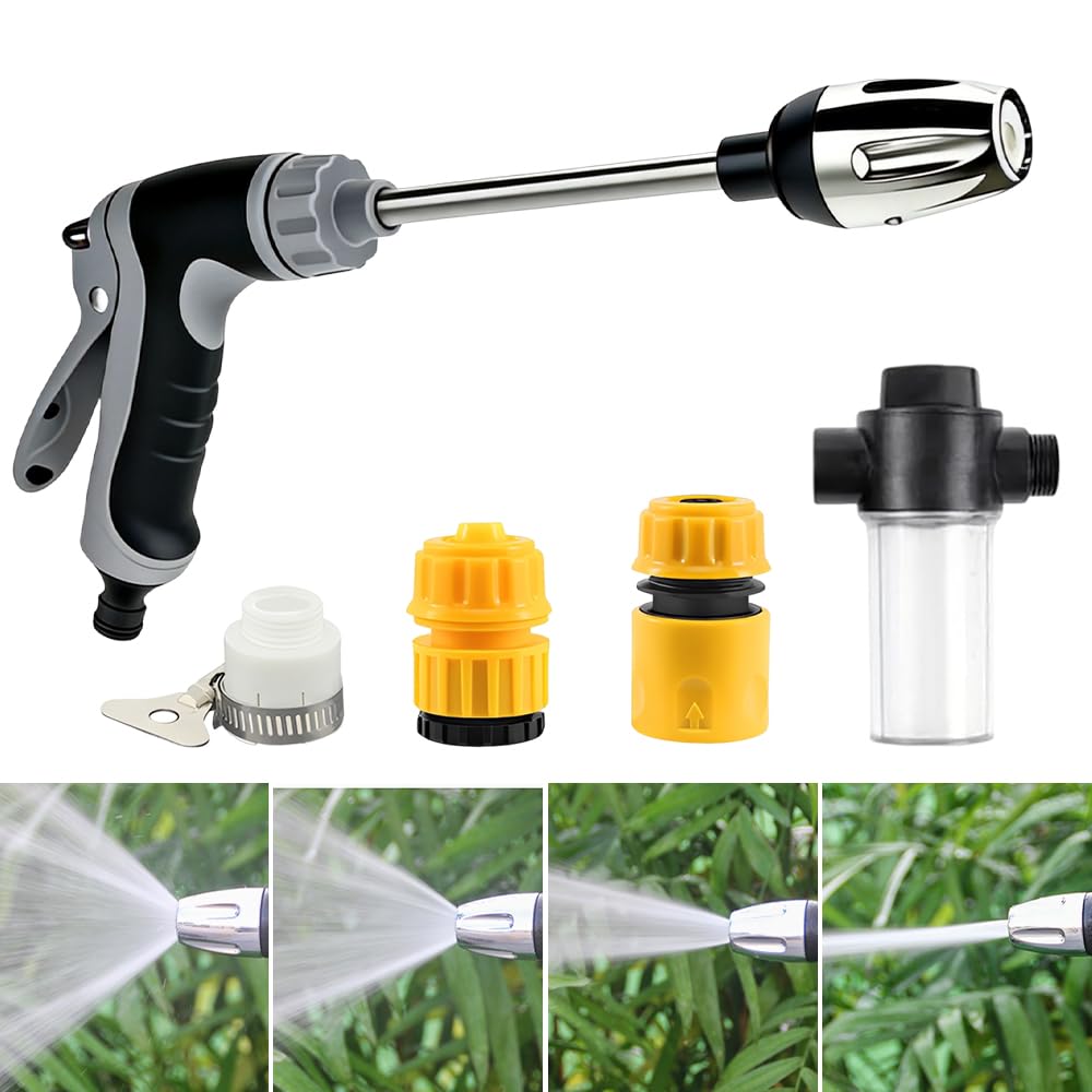 Wxeadu Black Aquoxis Pressure Washer, Power High-Pressure Cleaner With Adjustable Nozzle, Qinux Aquoxis Pressure Washer Gun, High Pressure Hose Attachment, High Pressure Washer Gun For Car, Garden, Patio