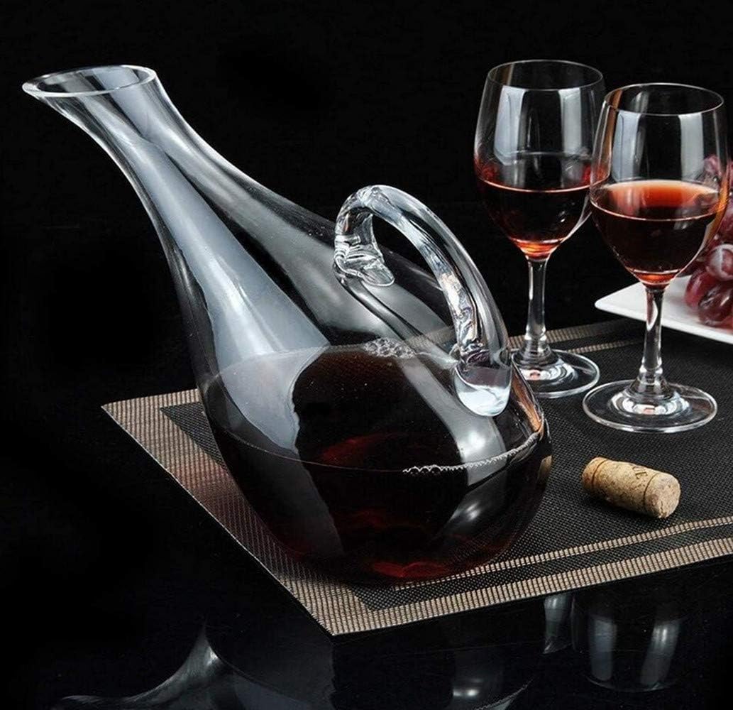 Wine Decanter - 100% Lead-Free Tilt Handle Crystal Glass Wine Carafe Hand-Blown Red Wine Decanter Carafe