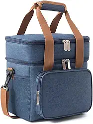 Bolsa Térmica Grande com Dois Compartimentos Isolados para Alimentos Bebidas Marmitas Ideal para Transporte e Organização (Azul)