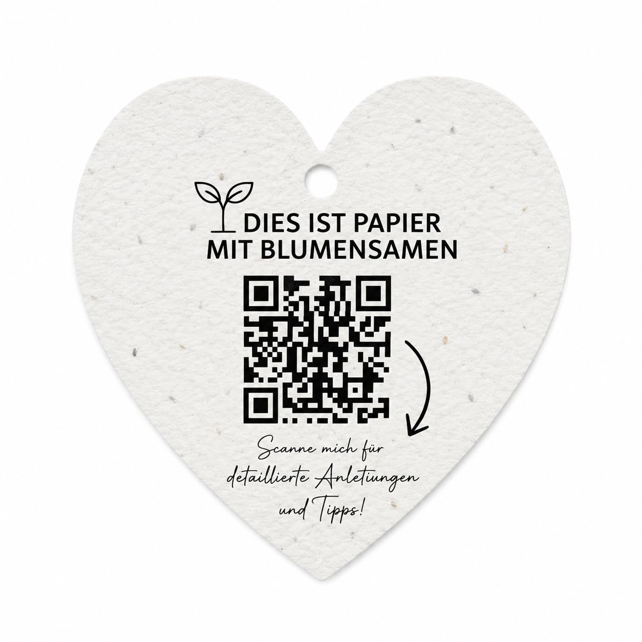 Personalisierte Samenpapier Herzen 6 cm | Gastgeschenk Hochzeit | Papier mit Blumensamen | Anhänger personalisiert | Nachhaltiges Give Away | mit oder ohne Loch (100, Ohne Pflanzanleitung)