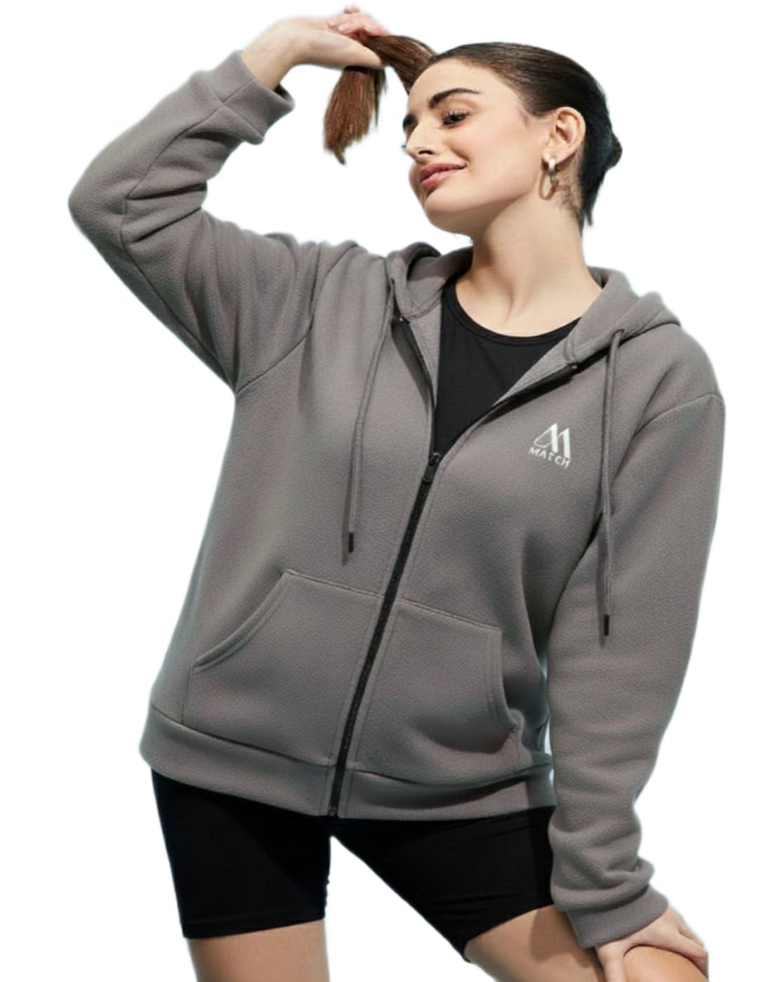 Girls Winter Zip-Up Hoodie | Solid Color Hooded Sweatshirt for Women|3-image-49