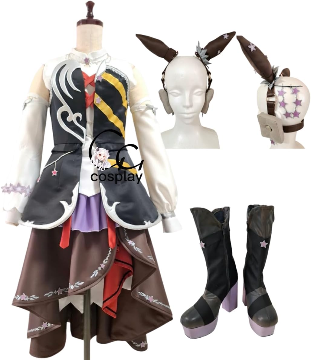 GGcosplay ウマ娘 ラッキーライラック 勝負服 コスプレ衣装 頭飾り耳