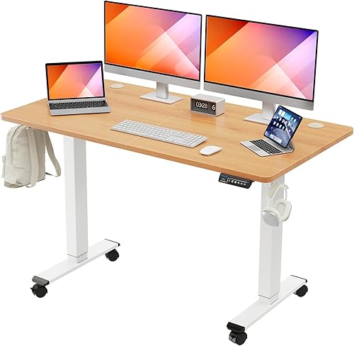 MOUNTUP Escritorio eléctrico de pie ajustable en altura ajustable, escritorio de pie con controlador de memoria, escritorio ergonómico de pie para